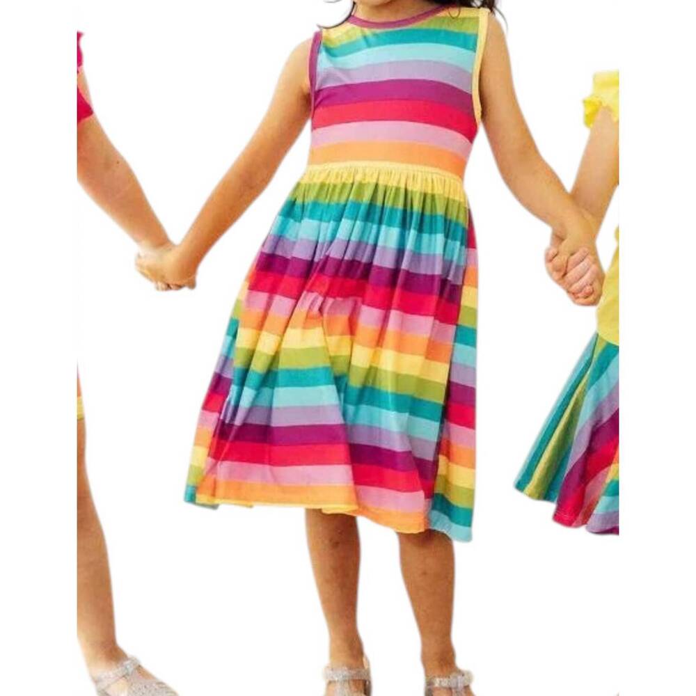 NEW MILA & ROSE girls cheerful stripes twirl dress in multi